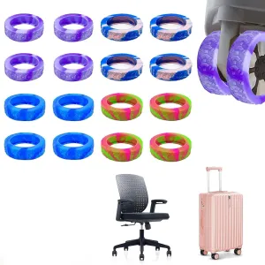 16 Pcs Luggage Wheels Cover, Suitcase Protection Covers Silicone Silent Protection Cover Luggage Accessories for 5-6.5cm Luggage with Spinner Wheels (4 Mixed Flower Colors)