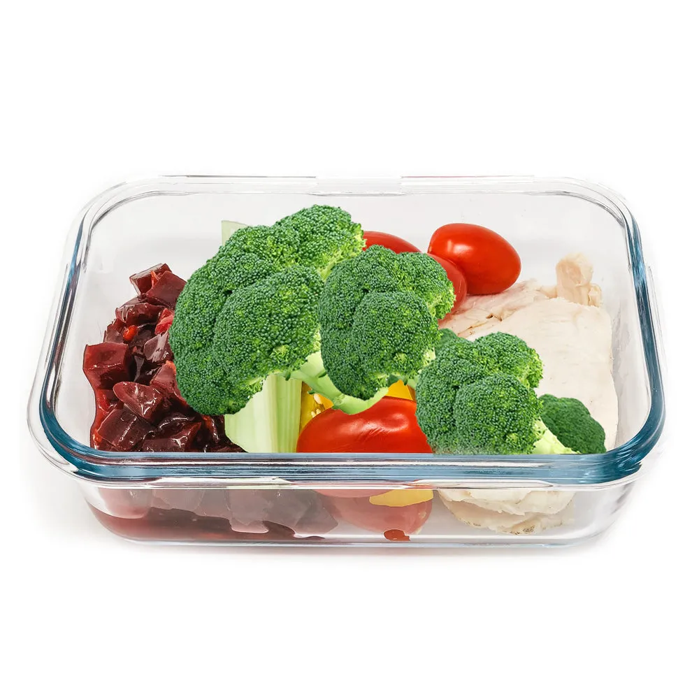 2 Glass Food Storage Containers Baking Meal Prep Snap Locking Lid 33 oz BPA-Free