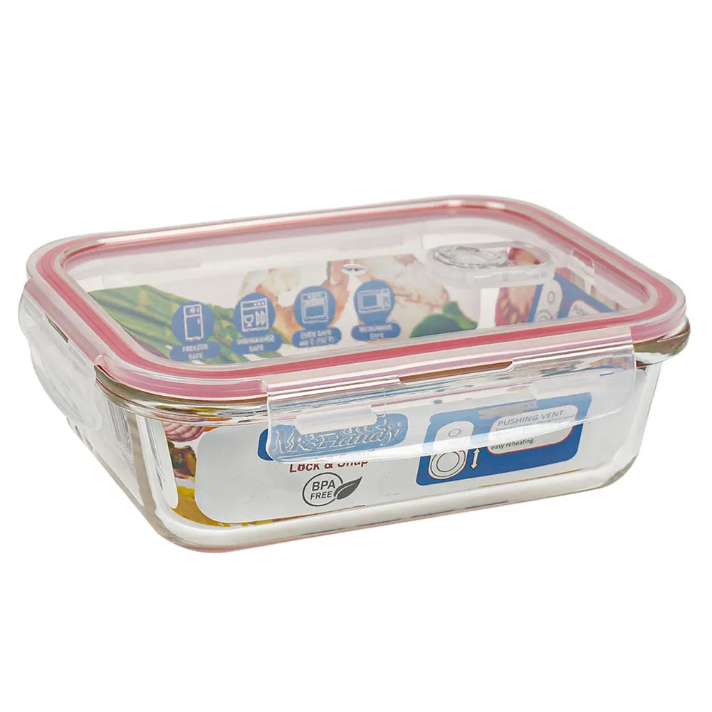 2 Glass Food Storage Containers Baking Meal Prep Snap Locking Lid 33 oz BPA-Free