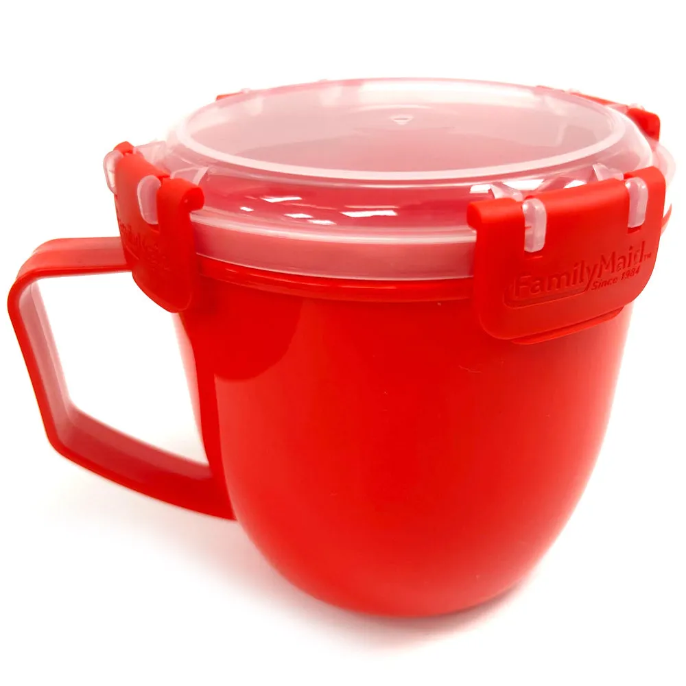 2 Microwave Bowl Lock Lid 32.1oz Plastic Soup Mug Container Food Storage Freezer