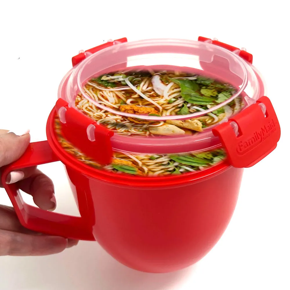 2 Microwave Bowl Lock Lid 32.1oz Plastic Soup Mug Container Food Storage Freezer