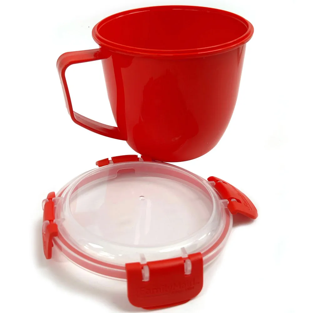 2 Microwave Bowl Lock Lid 32.1oz Plastic Soup Mug Container Food Storage Freezer