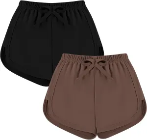 2 Pack Toddler Baby Girl Shorts Solid Little Girls Shorts Baby Summer Athletic Pants with Drawstring 18M-6T