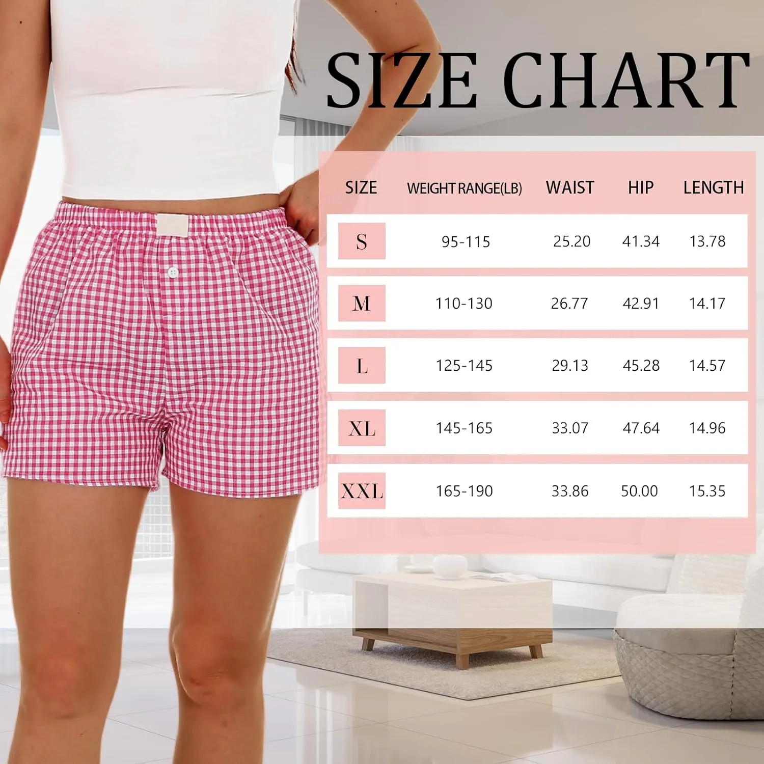 3 Pack Women's Boxer Shorts, Casual Summer Pajama Gingham Shorts Sleep Plaid Pants Lounge Y2k Beach Bottoms 2025