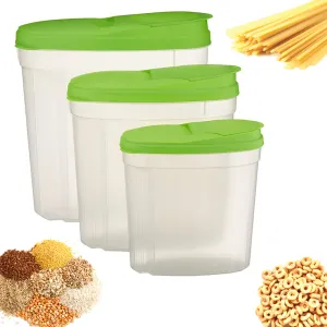 3Pk Large Cereal Dispenser Grain Dry Food Storage Container Set BPA Free w/ Lids