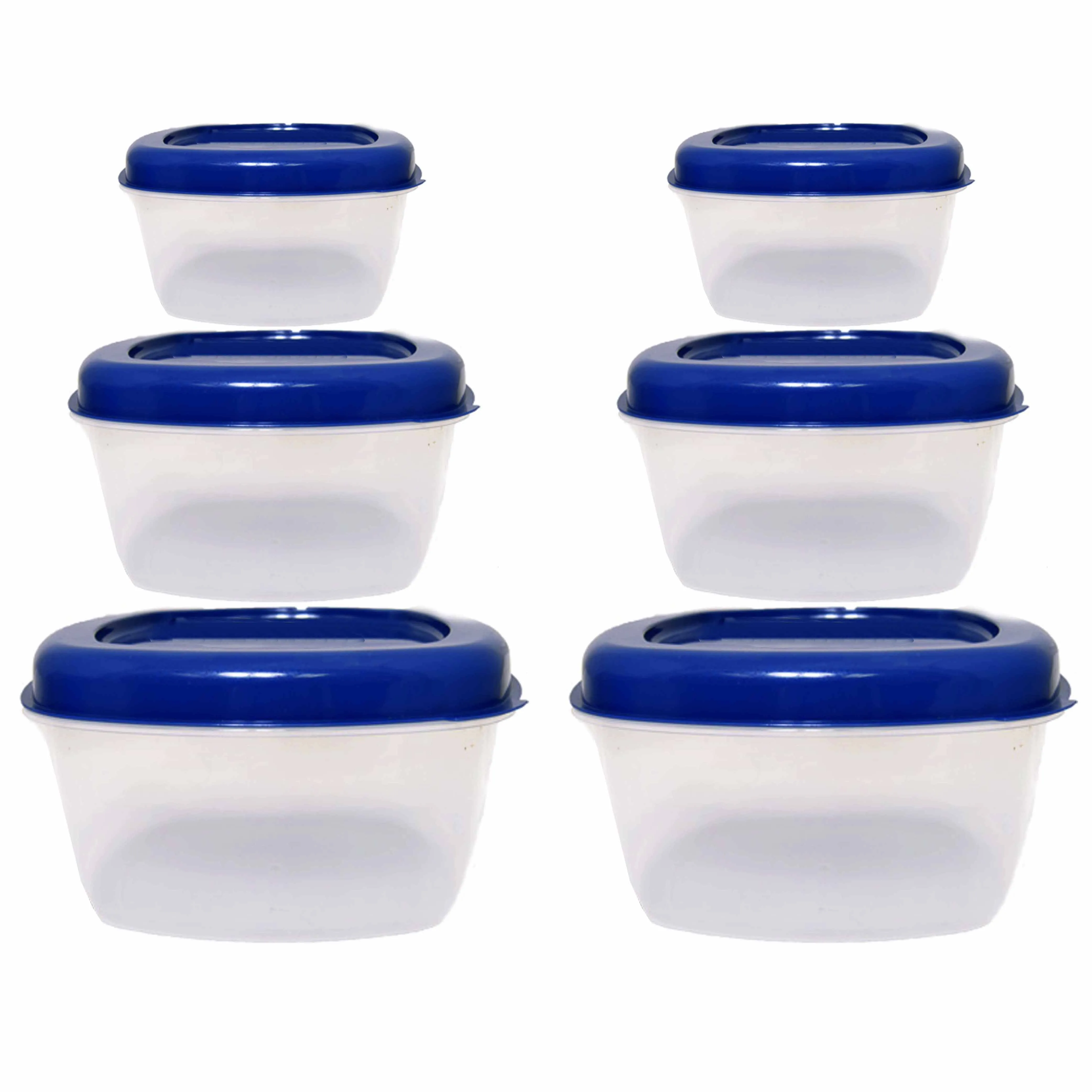 6 Pc Food Storage Containers Airtight Lids Assorted Microwave Bowls Meal Prep