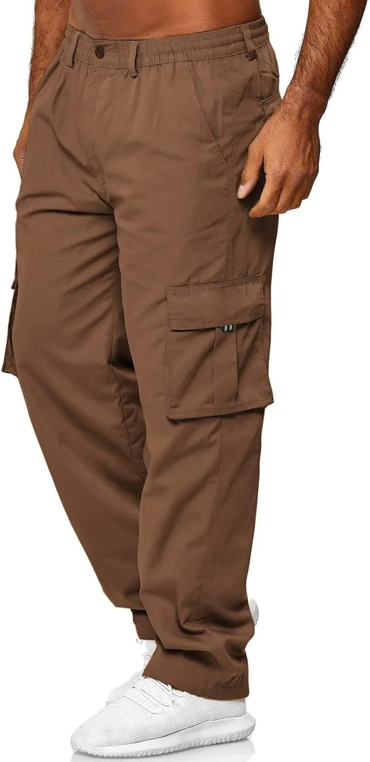 AIFARLD Men's Cargo Pants with Pockets Cotton Hiking Sweatpants Casual Athletic Jogger Sports Outdoor Trousers Relaxed Fit