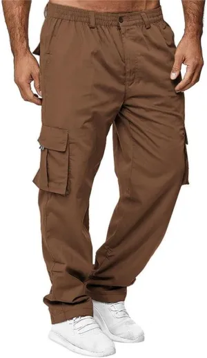 AIFARLD Men's Cargo Pants with Pockets Cotton Hiking Sweatpants Casual Athletic Jogger Sports Outdoor Trousers Relaxed Fit