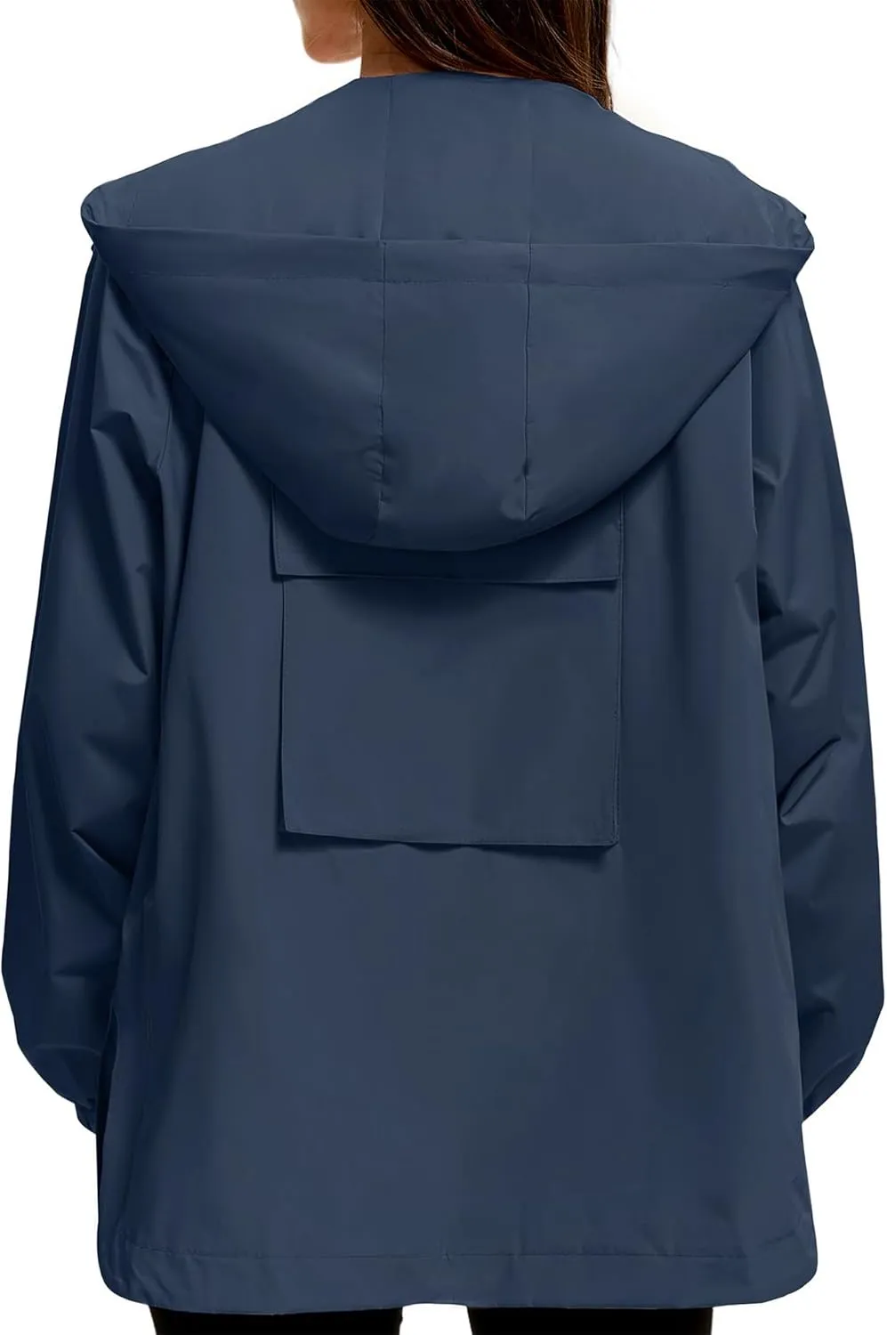 American Trends Women Rain Jacket with Hood Lightweight Rain Coats for Women Trench Waterproof Windbreaker With Back Pockets