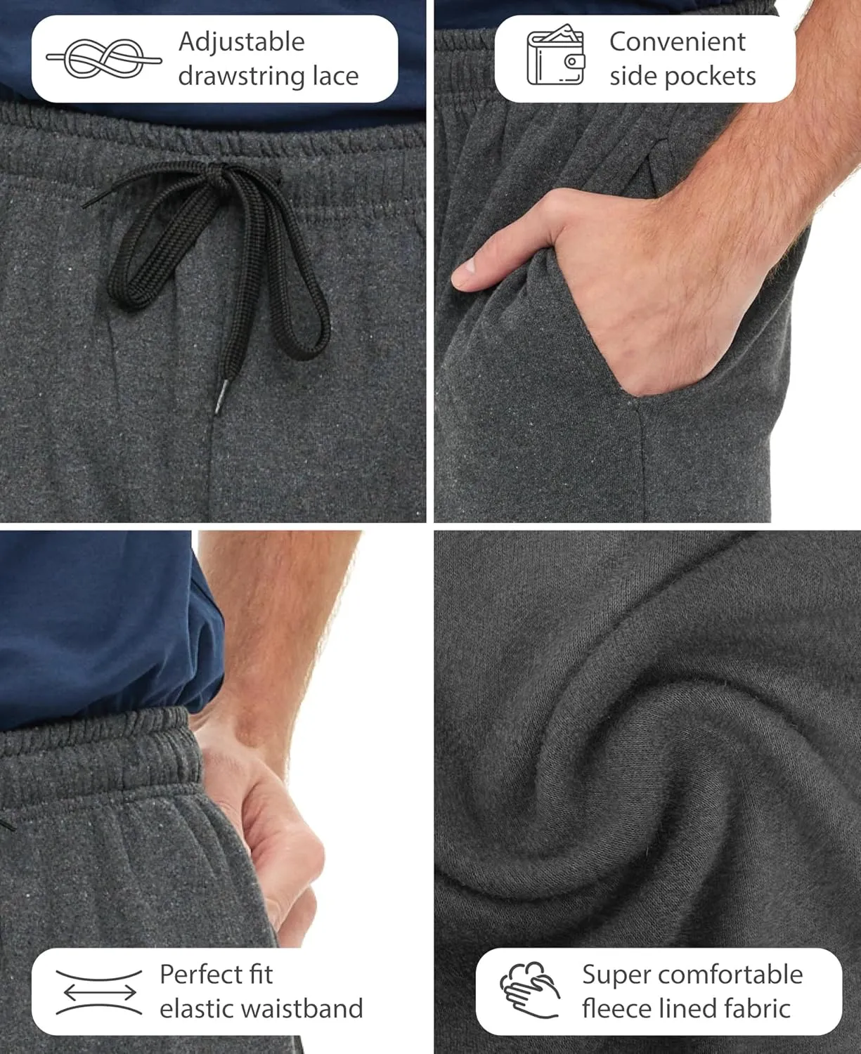 Andrew Scott Mens Cotton Knit Athletic Gym Shorts | Work Out Jogger Sweat Shorts with Drawstring & Pockets - Pack of 3