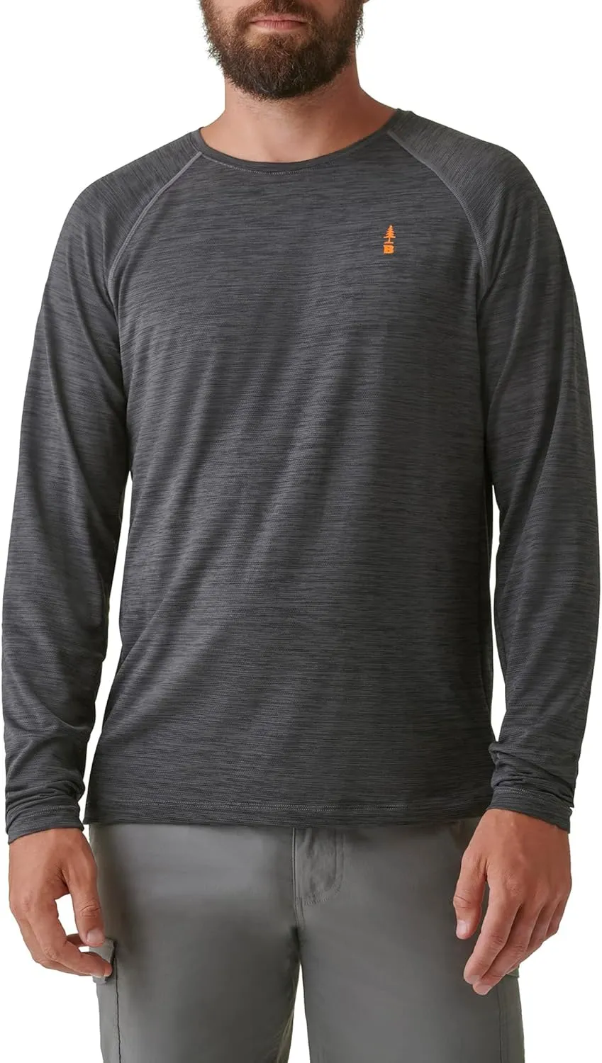 BASS OUTDOOR Men's Long-Sleeve T-Shirt  Easy-Care Performance Crew Neck