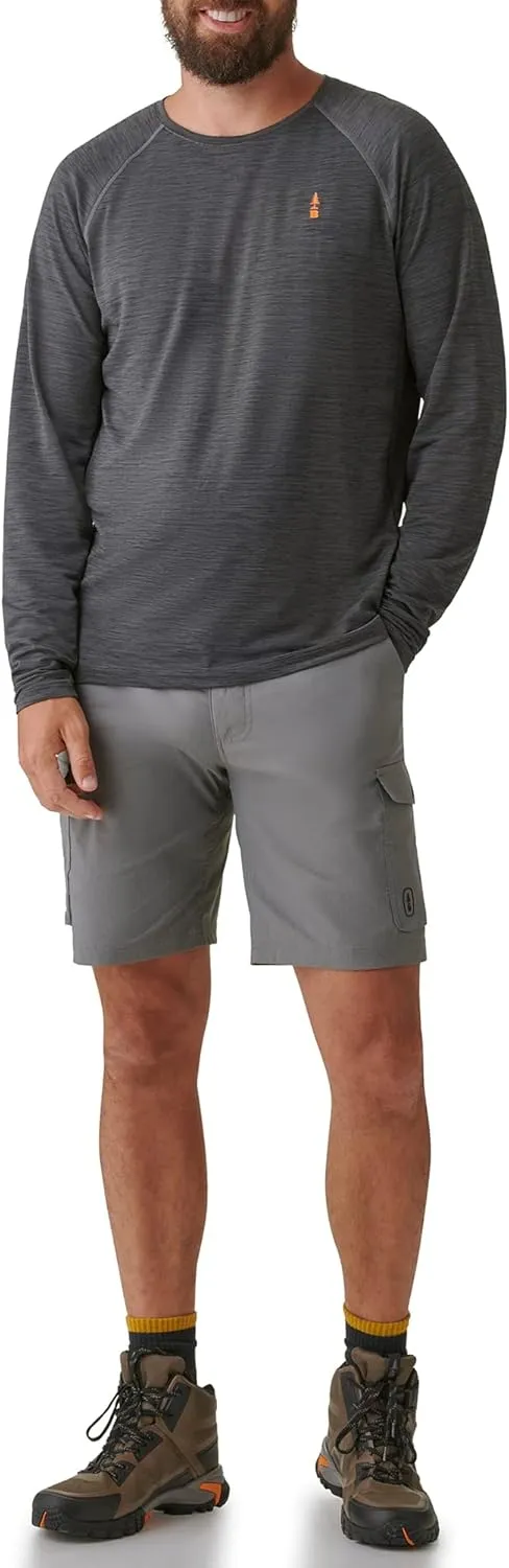 BASS OUTDOOR Men's Long-Sleeve T-Shirt  Easy-Care Performance Crew Neck