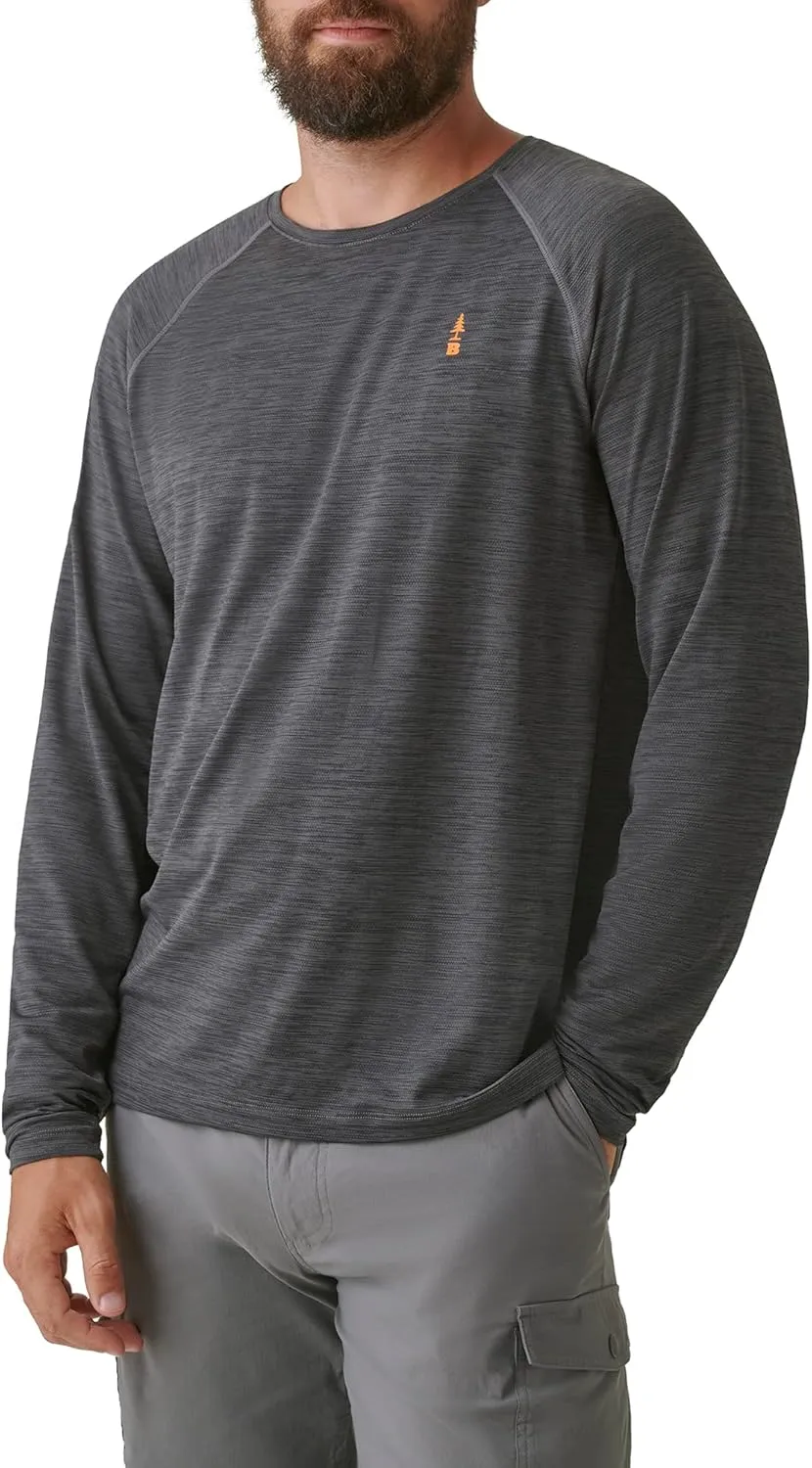 BASS OUTDOOR Men's Long-Sleeve T-Shirt  Easy-Care Performance Crew Neck