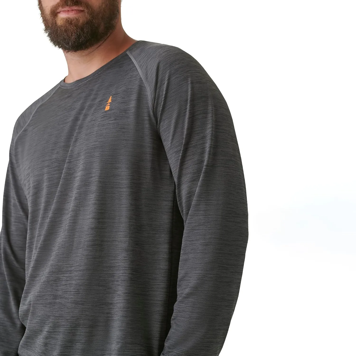 BASS OUTDOOR Men's Long-Sleeve T-Shirt  Easy-Care Performance Crew Neck