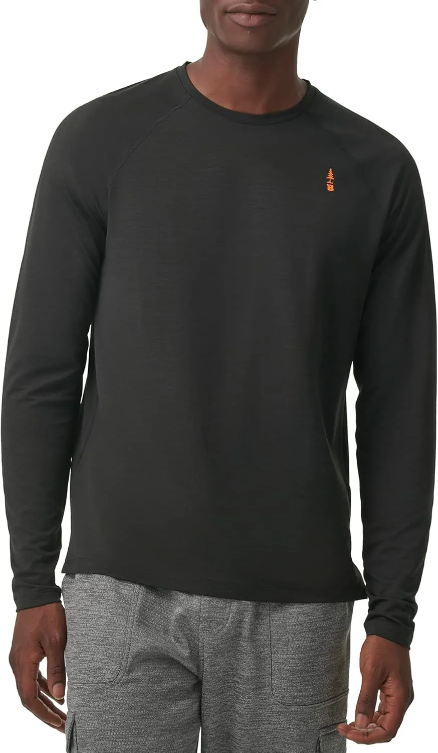 BASS OUTDOOR Men's Long-Sleeve T-Shirt  Easy-Care Performance Crew Neck