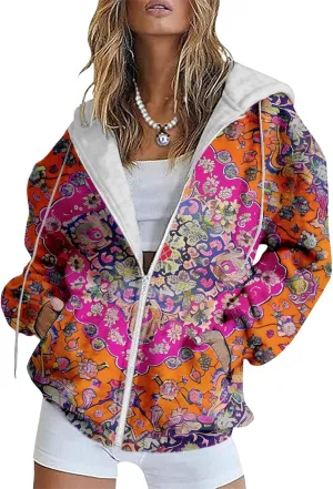 Bengbobar Flower Hoodie Women y2k Oversized Sweatshirts 3D Print Casual Classic Vintage Aesthetic Jacket Tops for Teen Girls