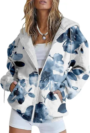 Bengbobar Flower Hoodie Women y2k Oversized Sweatshirts 3D Print Casual Classic Vintage Aesthetic Jacket Tops for Teen Girls
