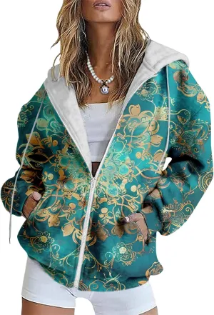 Bengbobar Flower Hoodie Women y2k Oversized Sweatshirts 3D Print Casual Classic Vintage Aesthetic Jacket Tops for Teen Girls