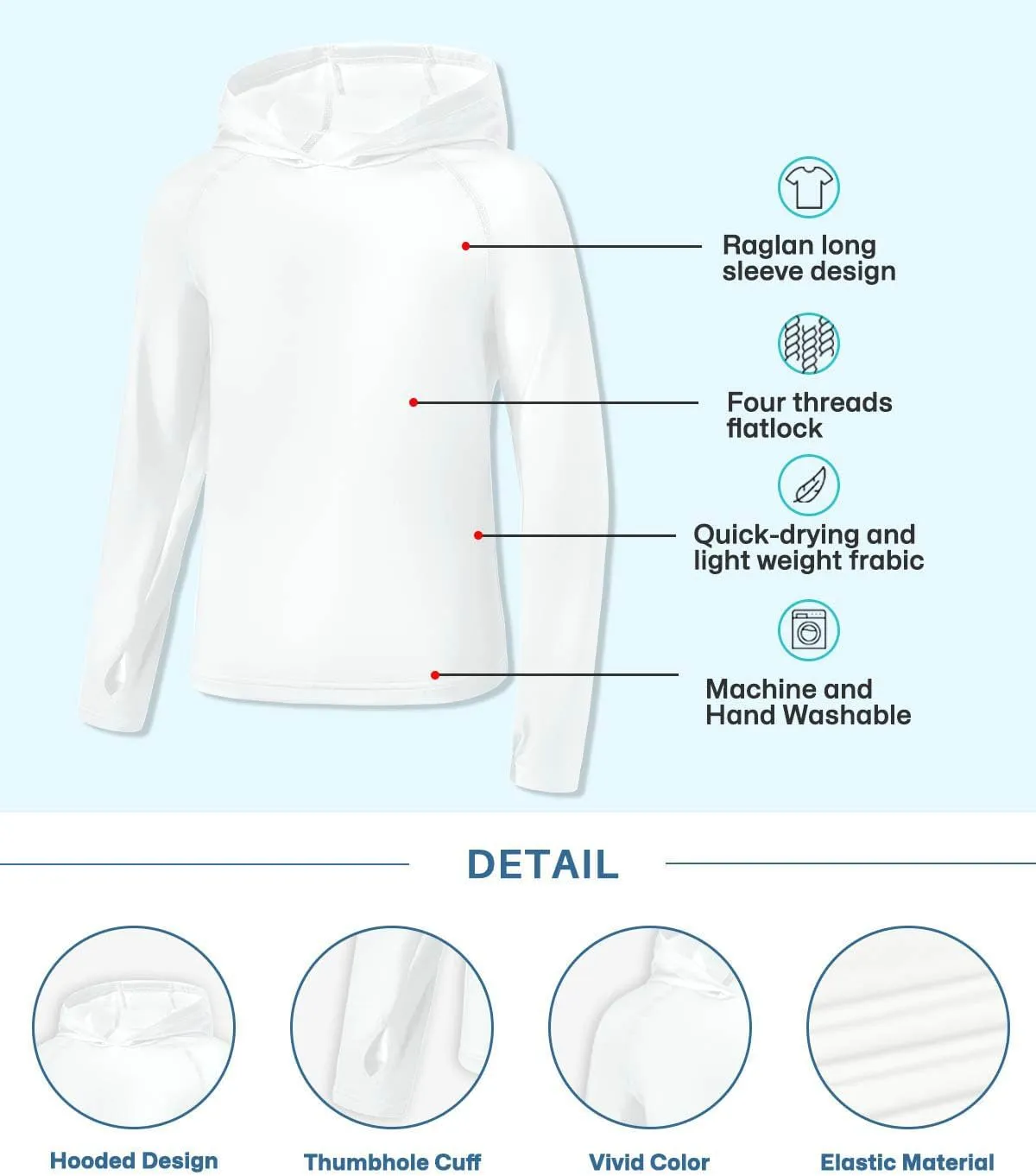 BesserBay Boys Sun Protection Hooded Long Sleeve Rashguard Shirt 1-14 Years