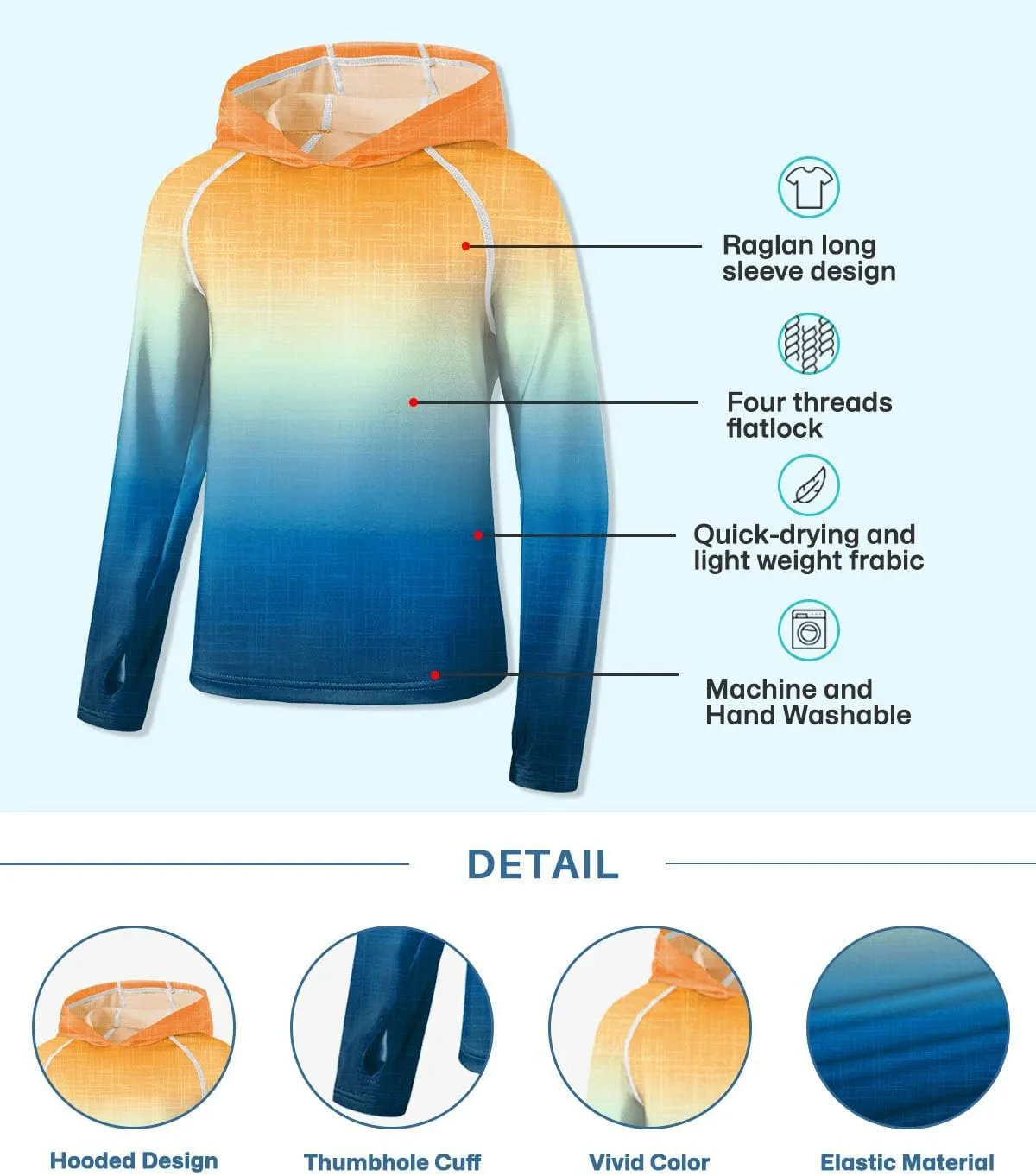 BesserBay Boys Sun Protection Hooded Long Sleeve Rashguard Shirt 1-14 Years