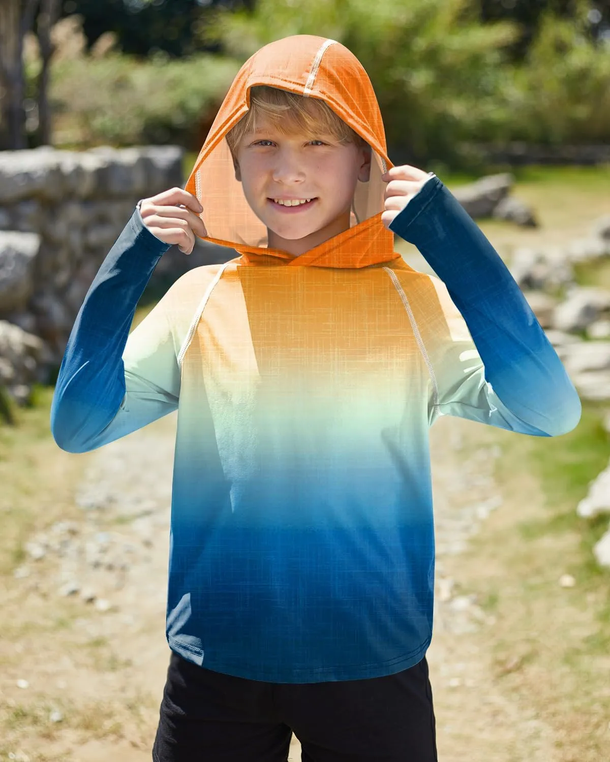 BesserBay Boys Sun Protection Hooded Long Sleeve Rashguard Shirt 1-14 Years