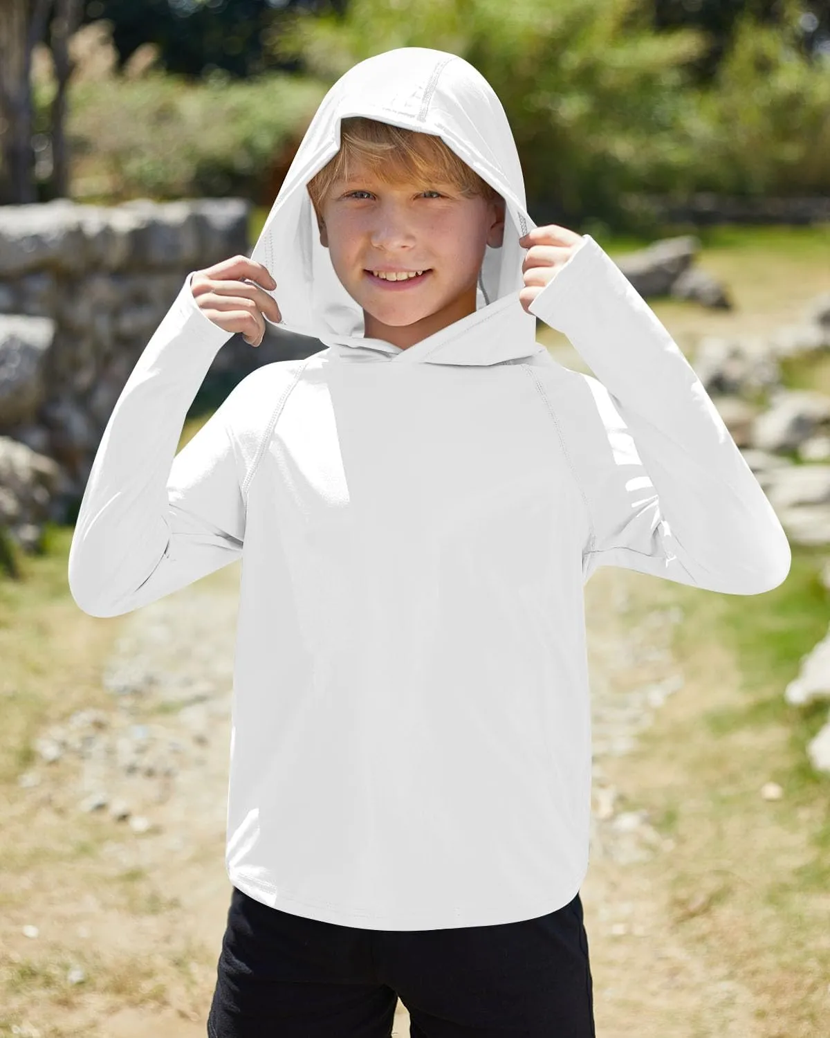 BesserBay Boys Sun Protection Hooded Long Sleeve Rashguard Shirt 1-14 Years