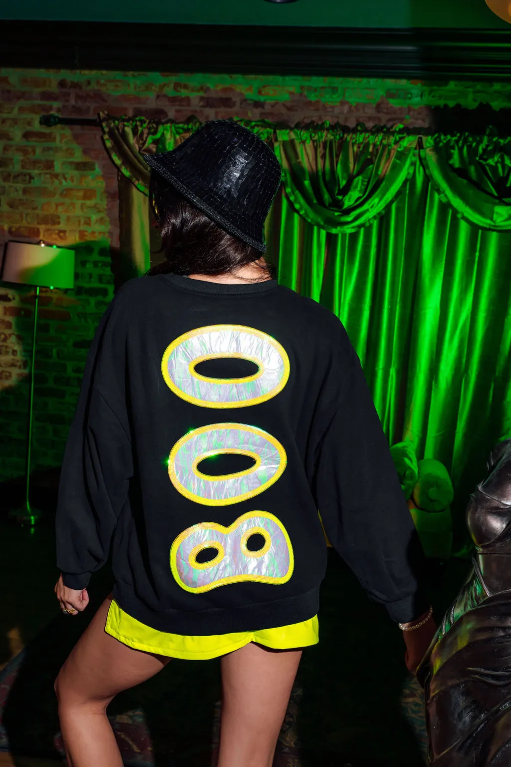 Black Metallic 'Boo' Sweatshirt
