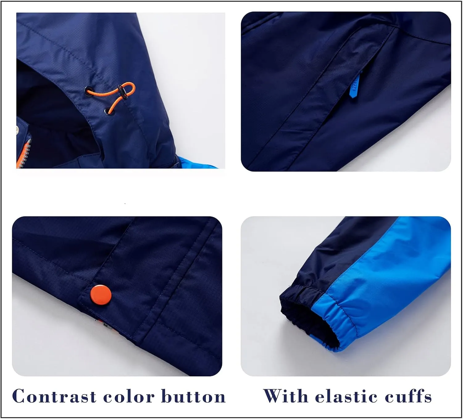 Boys Rain Jacket Waterproof Hooded Jacket Lightweight Rain Coats For Kids Outdoor Windbreakers Coat