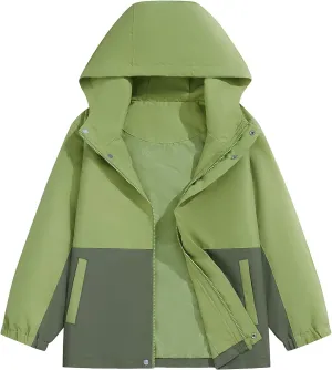 Boys Rain Jacket Waterproof Hooded Jacket Lightweight Rain Coats For Kids Outdoor Windbreakers Coat