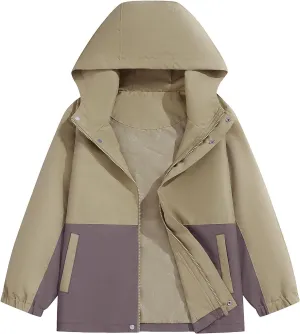 Boys Rain Jacket Waterproof Hooded Jacket Lightweight Rain Coats For Kids Outdoor Windbreakers Coat