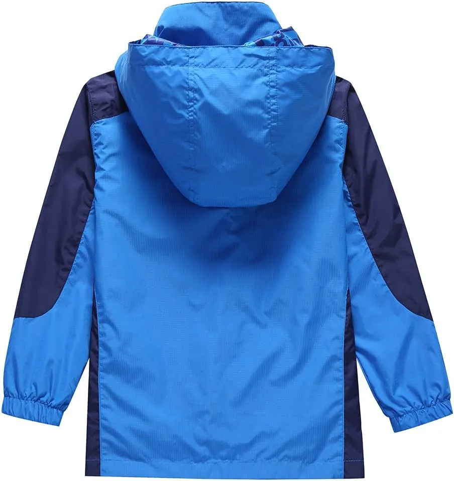 Boys Rain Jacket Waterproof Hooded Jacket Lightweight Rain Coats For Kids Outdoor Windbreakers Coat