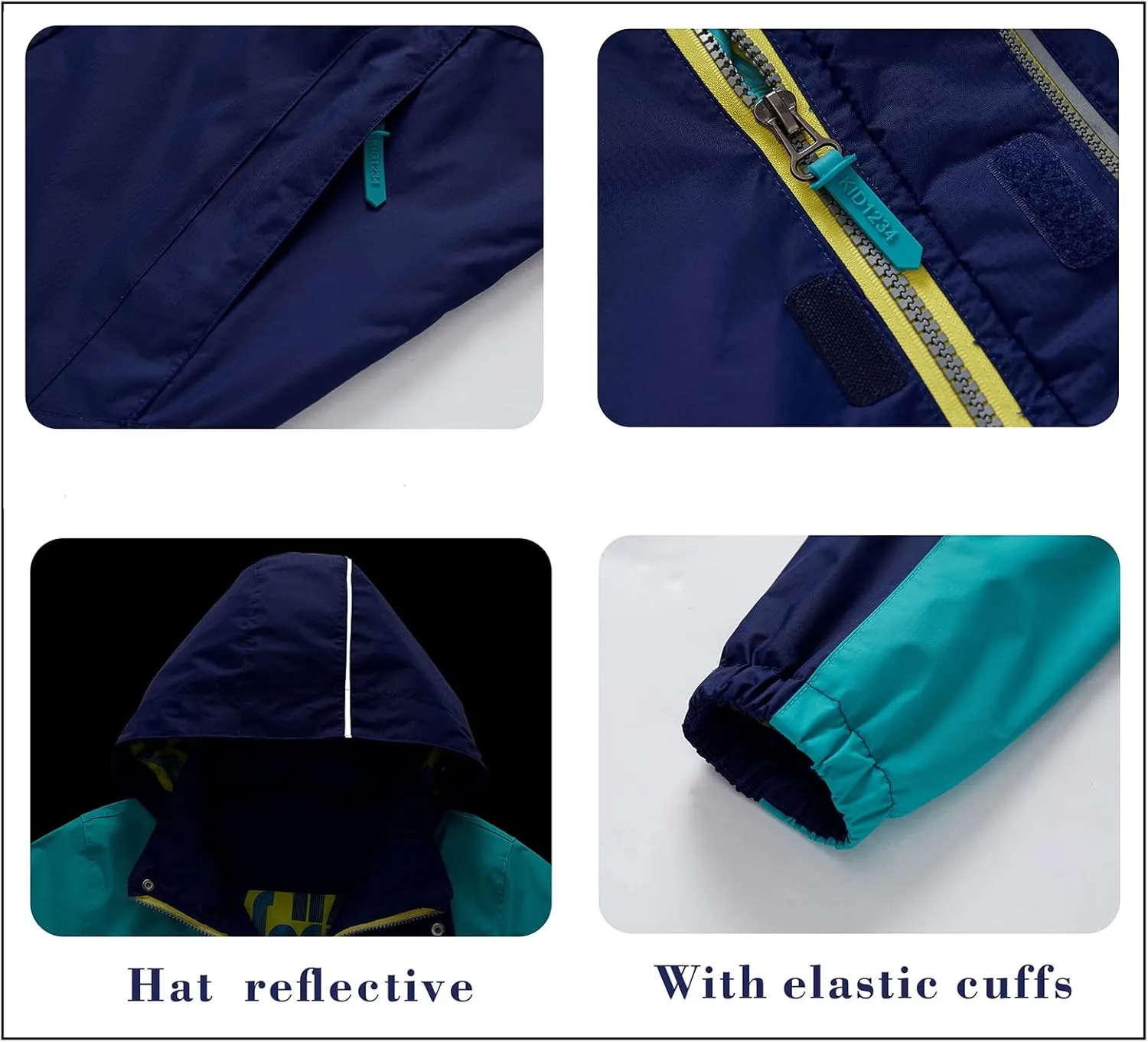 Boys Rain Jacket Waterproof Hooded Jacket Lightweight Rain Coats For Kids Outdoor Windbreakers Coat