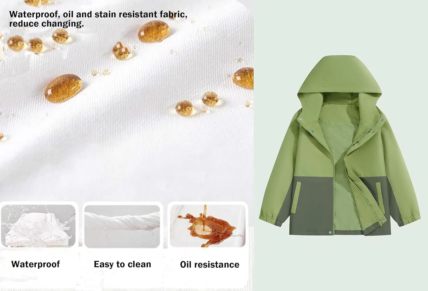 Boys Rain Jacket Waterproof Hooded Jacket Lightweight Rain Coats For Kids Outdoor Windbreakers Coat