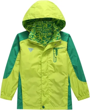 Boys Rain Jacket Waterproof Hooded Jacket Lightweight Rain Coats For Kids Outdoor Windbreakers Coat