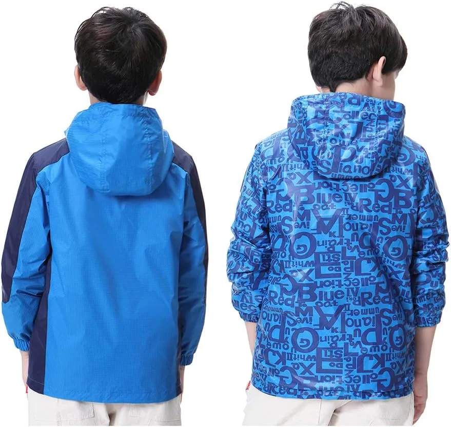 Boys Rain Jacket Waterproof Hooded Jacket Lightweight Rain Coats For Kids Outdoor Windbreakers Coat