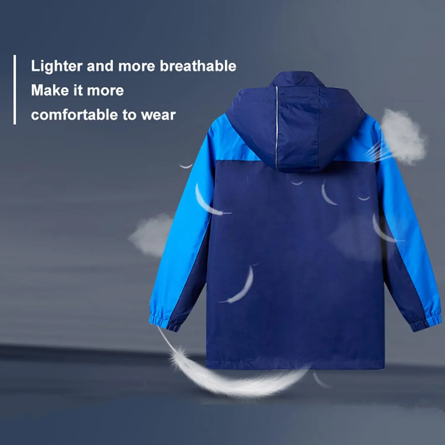 Boys Rain Jacket Waterproof Hooded Jacket Lightweight Rain Coats For Kids Outdoor Windbreakers Coat
