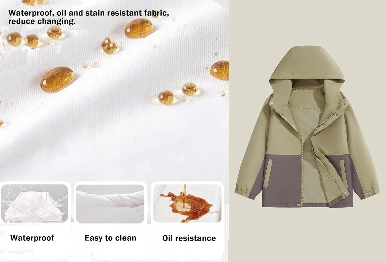 Boys Rain Jacket Waterproof Hooded Jacket Lightweight Rain Coats For Kids Outdoor Windbreakers Coat
