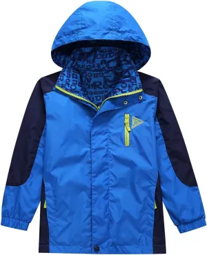 Boys Rain Jacket Waterproof Hooded Jacket Lightweight Rain Coats For Kids Outdoor Windbreakers Coat