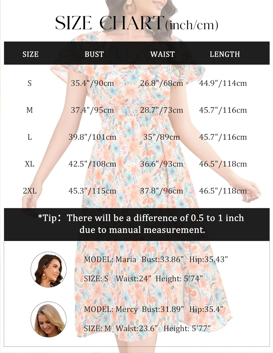 Bridesmay Womens Summer Floral Midi Dresses Ruffle Sleeve Beach Wedding Guest Dress V Neck Swing Flowy Dresses