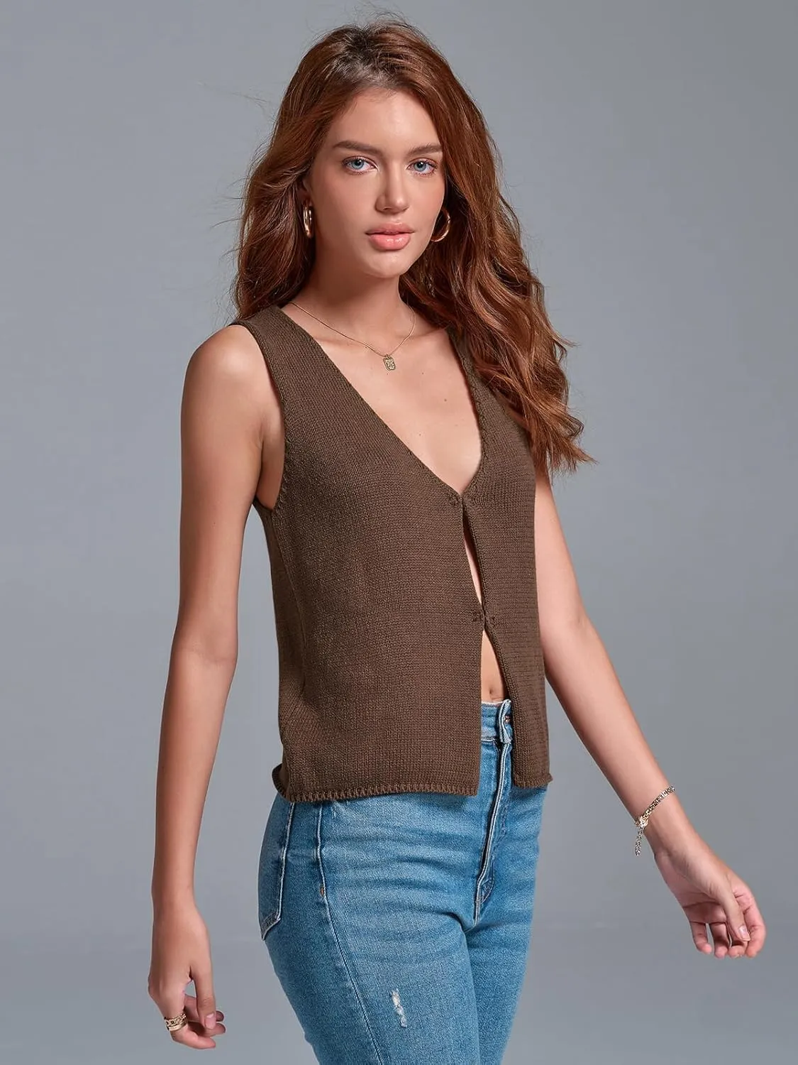 BZB Sweater Vest Women 2025 Summer Basic Tank Tops Crochet Knit Vests Sexy Sweater Sleeveless Vest Top
