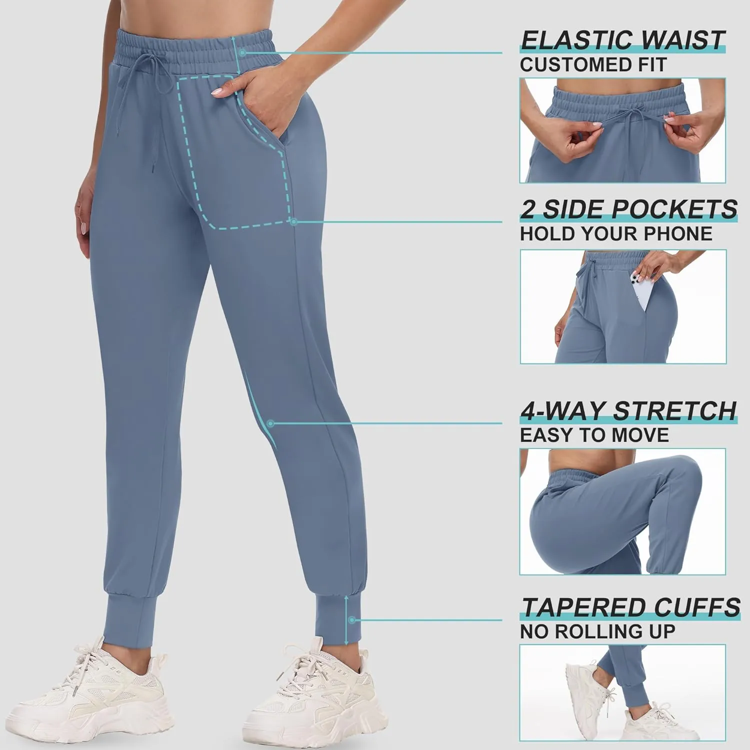 CAMPSNAIL Joggers for Women with Pockets - Womens Sweatpants Yoga Lounge Relaxed-fit Pants for Workout Running