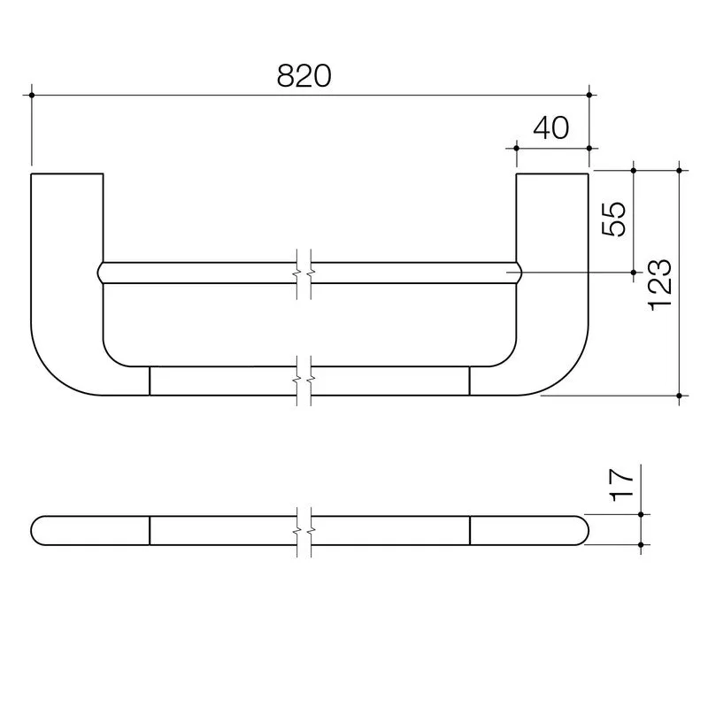 Caroma Contura II 820mm Double Towel Rail - Brushed Nickel