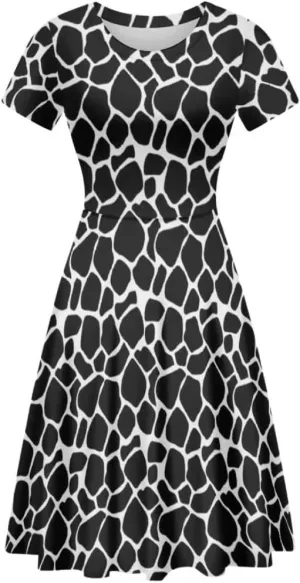 Casual Summer Beach Dresses for Women Short Sleeve Crew Neck Flowy Swing Elegant A-Line Dress