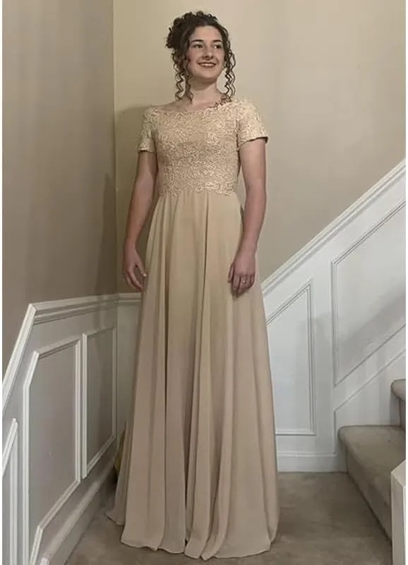Chiffon Mother of The Bride Dresses Lace Appliques Prom Dresses 2025 A Line Elegant Formal Evening Gowns ACE165