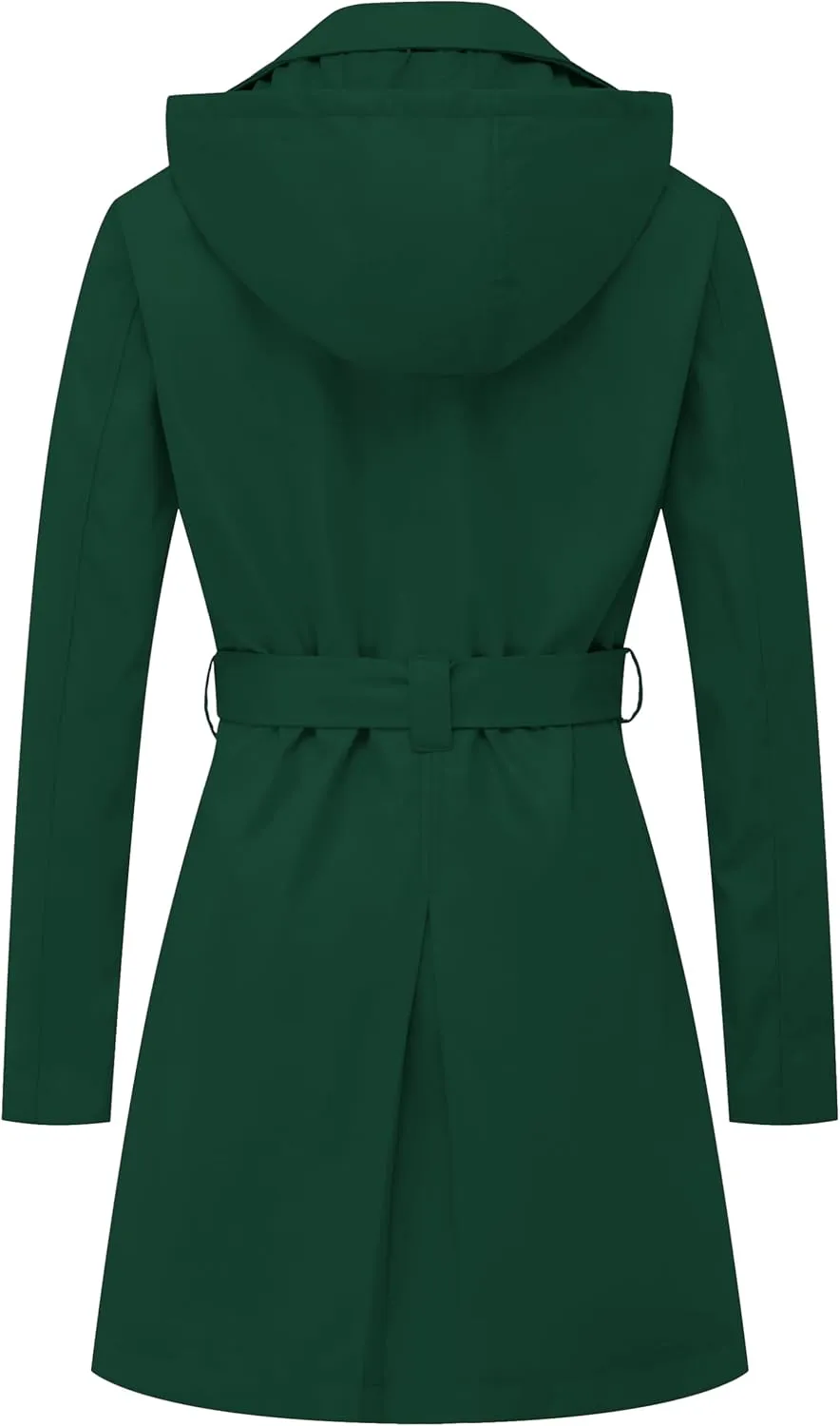 Chrisuno Women's Double Breasted Trench Coats Mid-Length Belted Overcoat Long Dress Jacket with Detachable Hood
