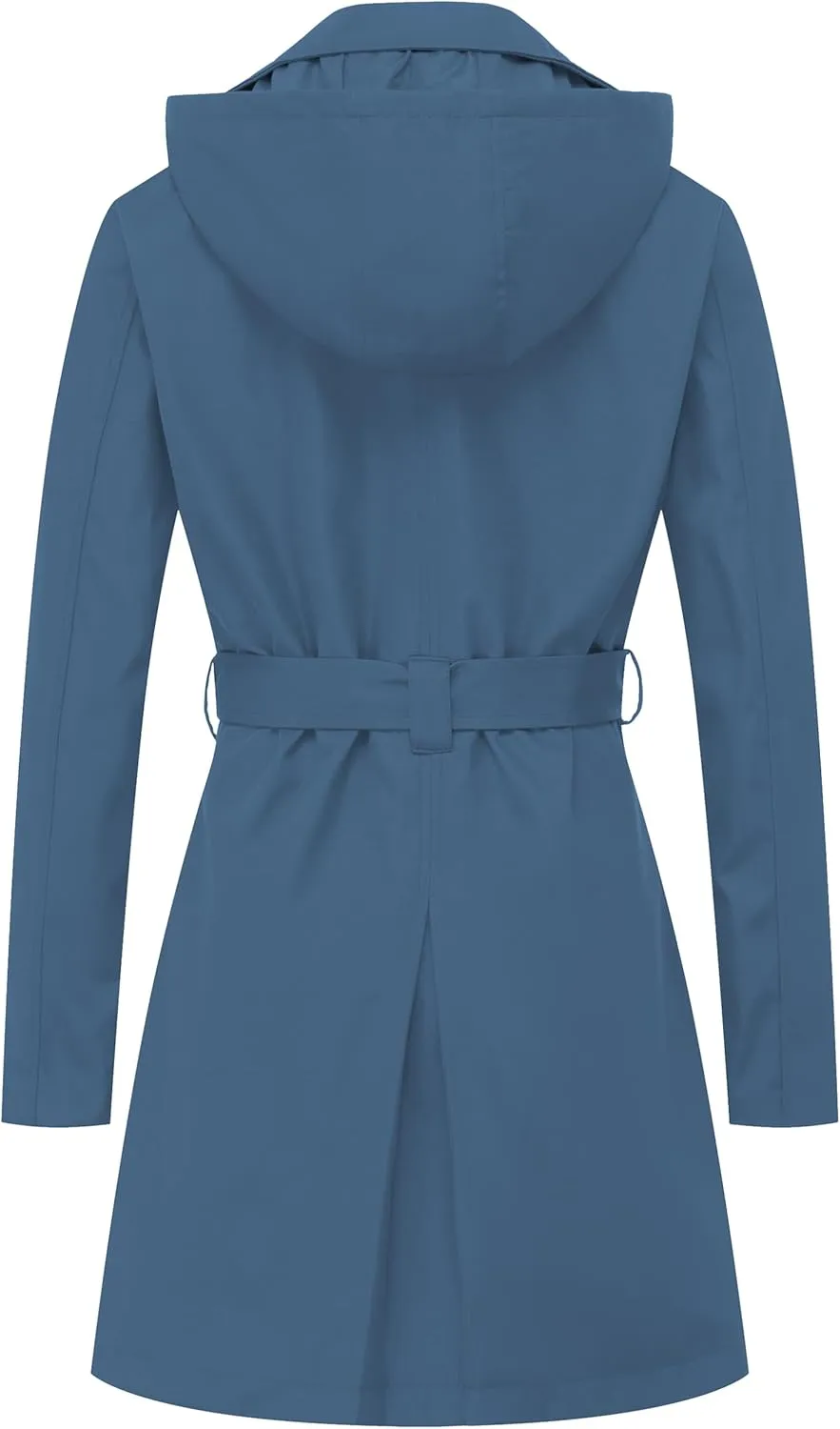 Chrisuno Women's Double Breasted Trench Coats Mid-Length Belted Overcoat Long Dress Jacket with Detachable Hood