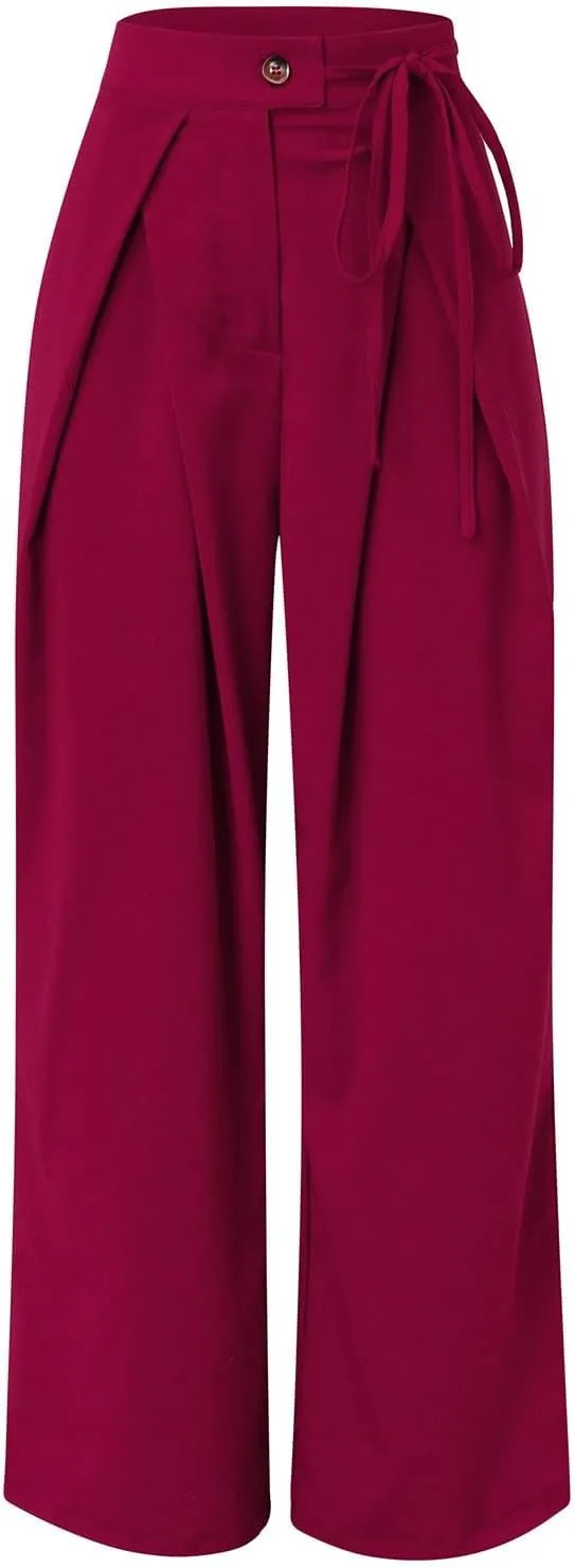 Cotton Linen Pants for Womens 2025 Summer Drawstring High Waist Wide Leg Soft Loose Fit Trousers with Pockets