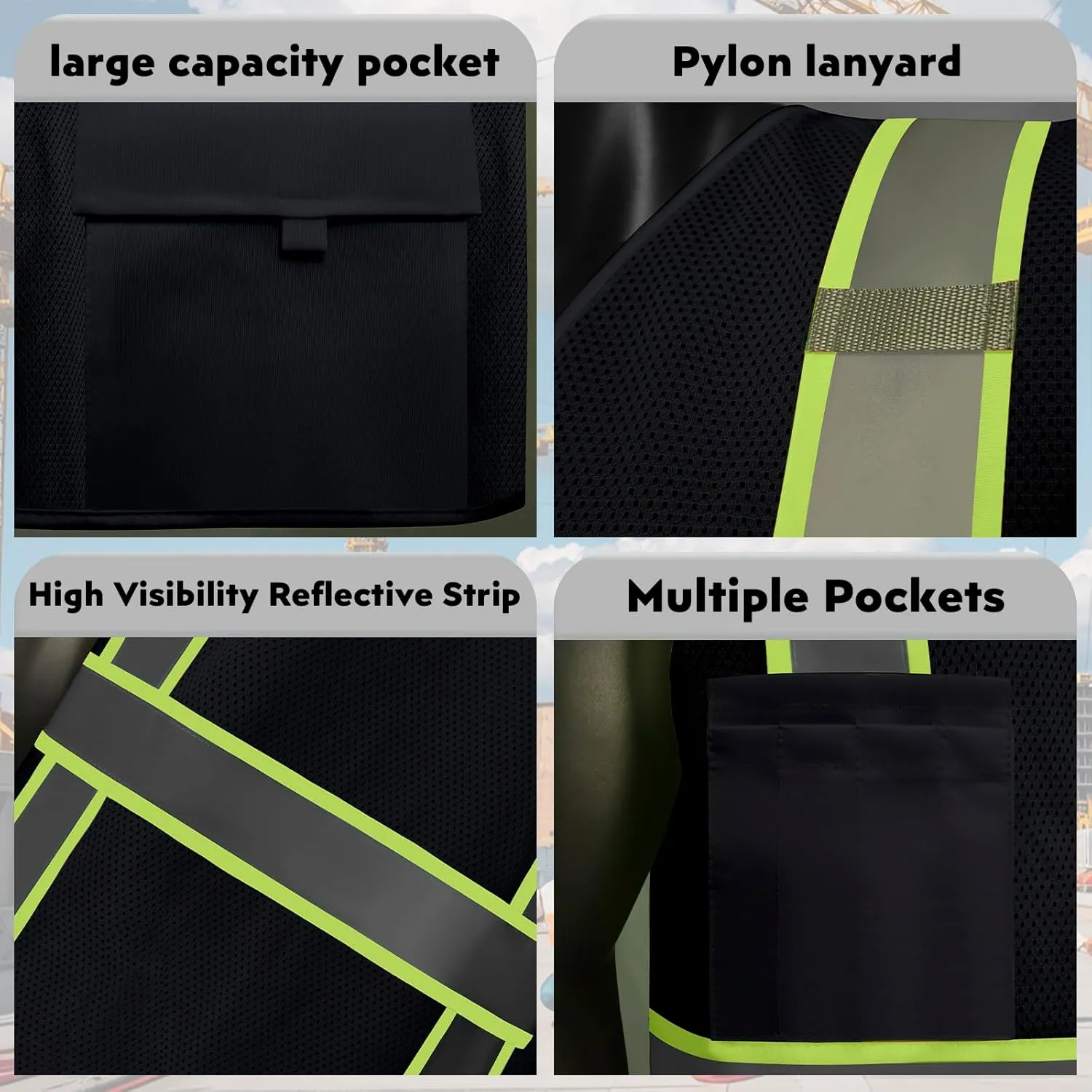 Custom Logo Safety Vest(S,M,L,XL,2XL,3XL,4XL) High Visibility Reflective Safety Vests Class 2