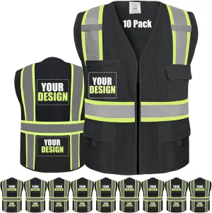 Custom Logo Safety Vest(S,M,L,XL,2XL,3XL,4XL) High Visibility Reflective Safety Vests Class 2