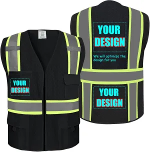 Custom Logo Safety Vest(S,M,L,XL,2XL,3XL,4XL) High Visibility Reflective Safety Vests Class 2